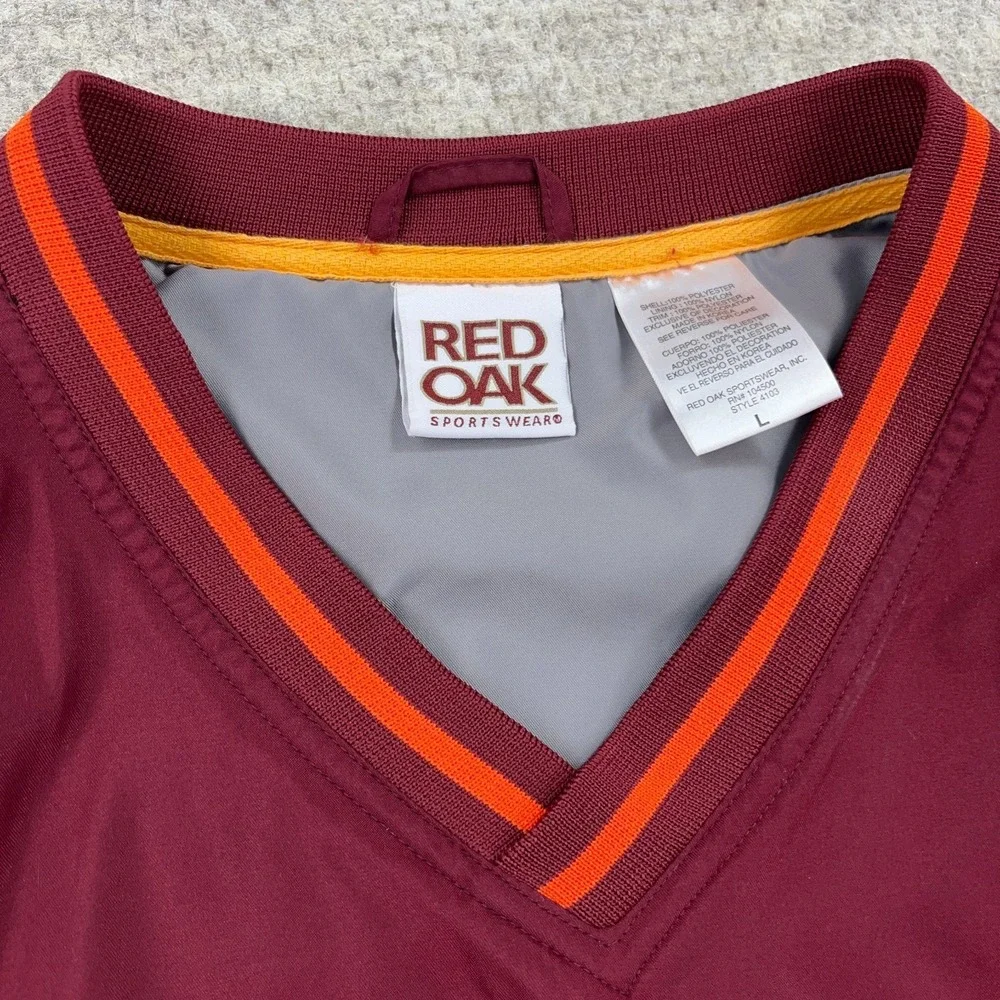 Virginia Teck Hokies Jacket Vest Men Large Pullover Windbreaker Golf‎ Y2K Maroon